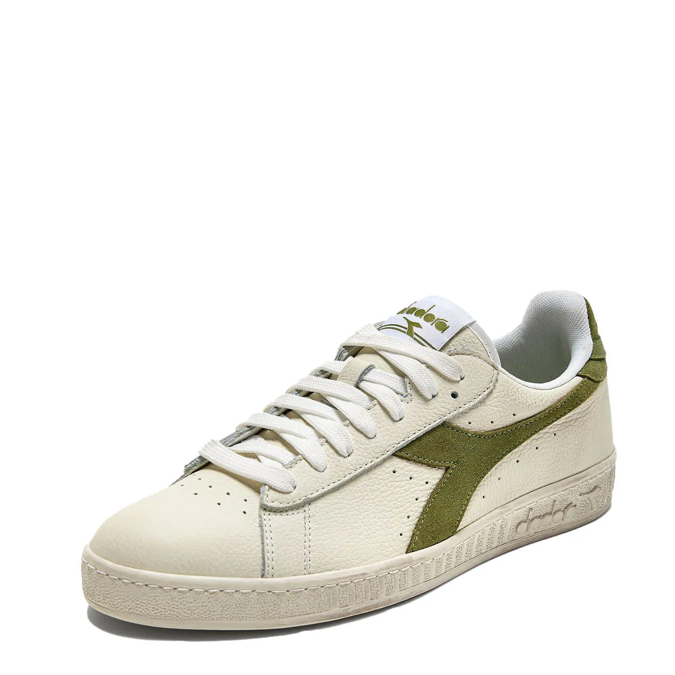 Diadora Womens Game L Low Waxed Suede Pop White / Fern Shoes Diadora