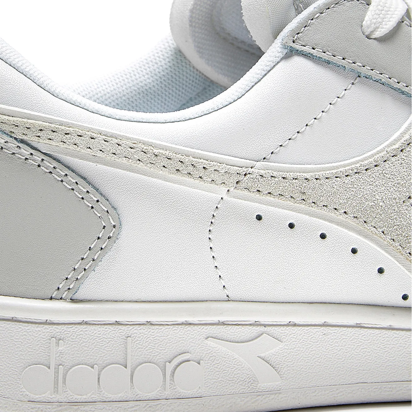 Diadora Womens Magic Basket Low Leather Trainer Dawn Blue / White Shoes Diadora