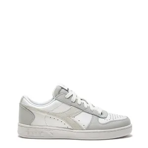 Diadora Womens Magic Basket Low Leather Trainer Dawn Blue / White Shoes Diadora