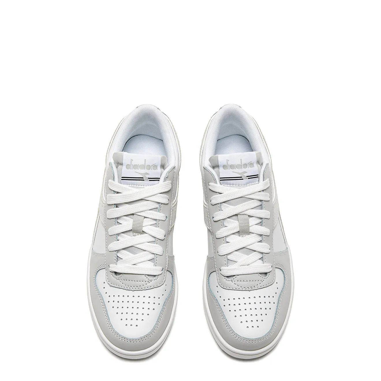 Diadora Womens Magic Basket Low Leather Trainer Dawn Blue / White Shoes Diadora