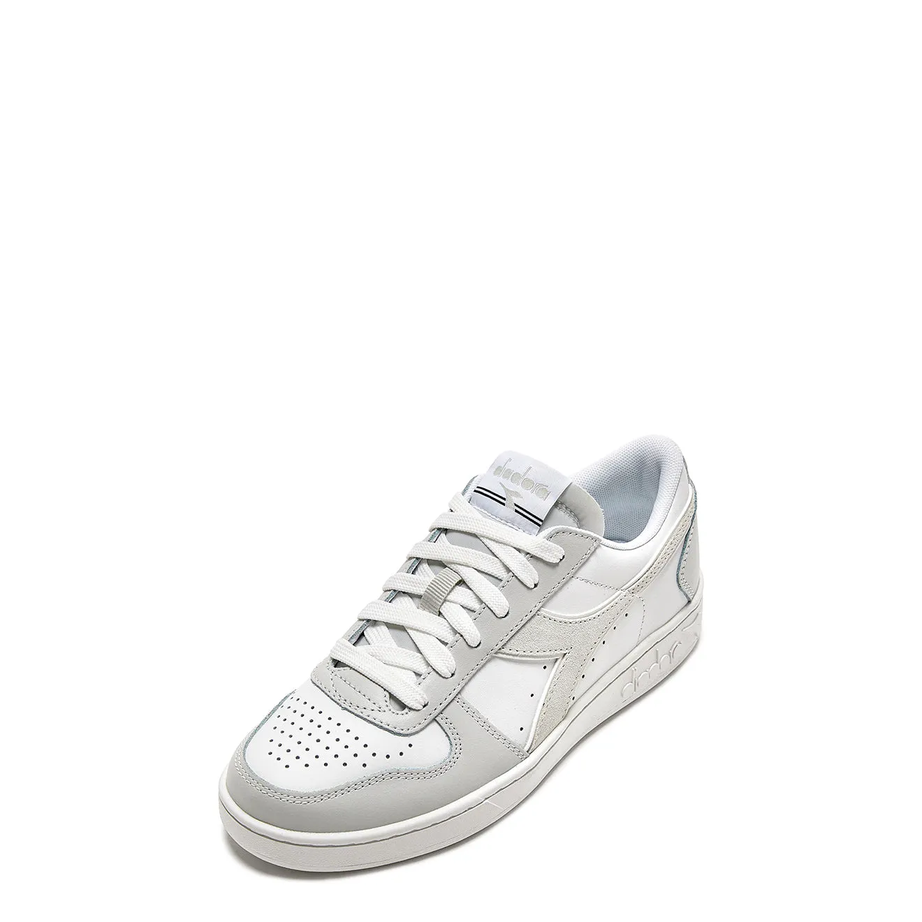 Diadora Womens Magic Basket Low Leather Trainer Dawn Blue / White Shoes Diadora