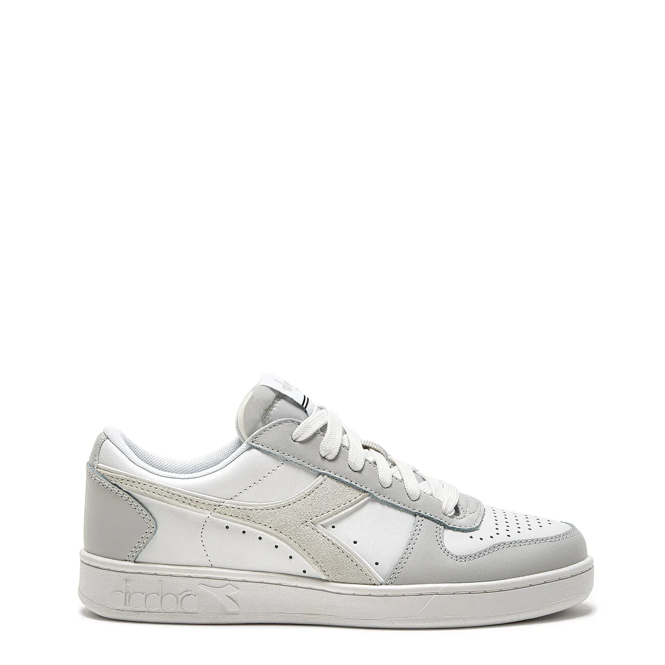 Diadora Womens Magic Basket Low Leather Trainer Dawn Blue / White Shoes Diadora