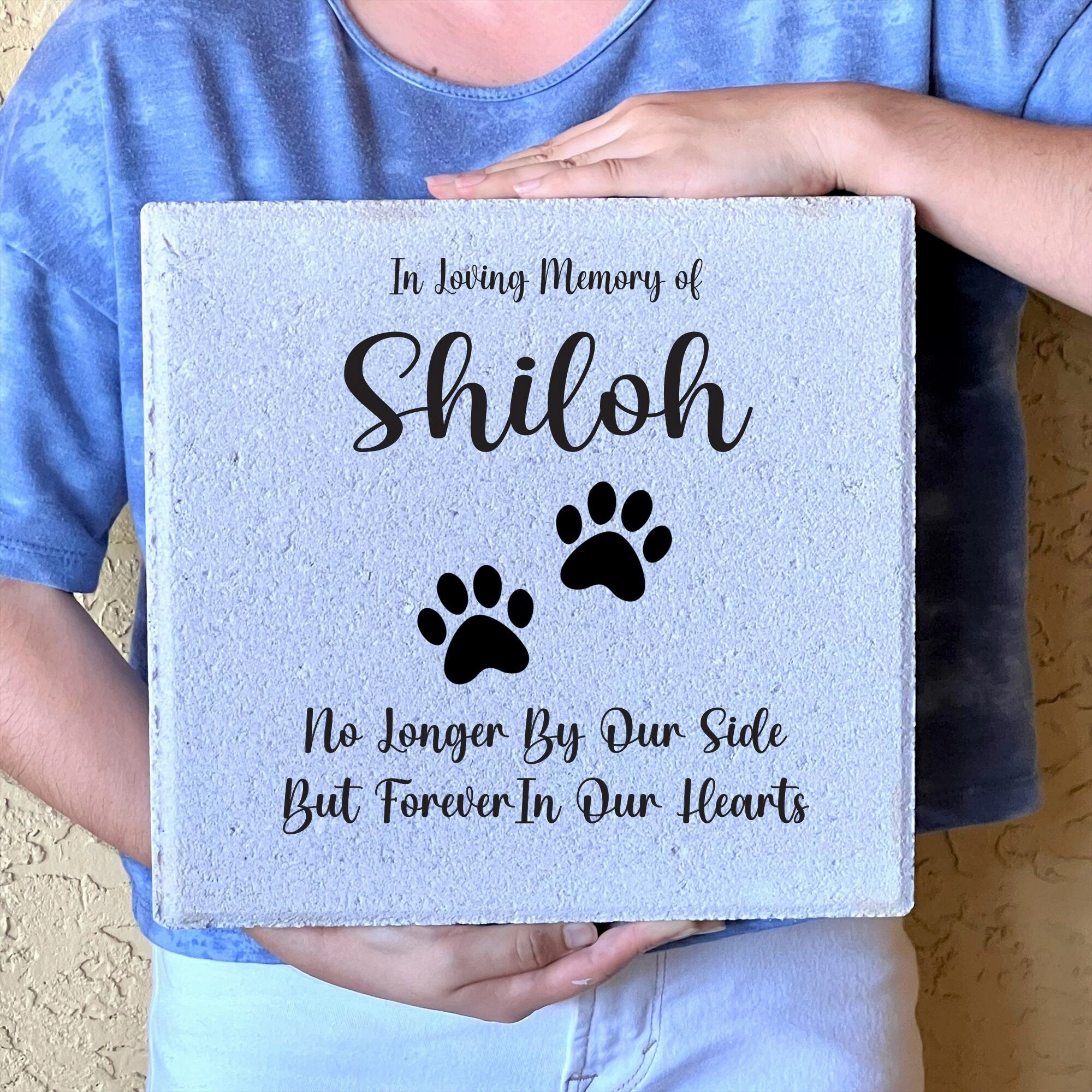 Dog / Cat Memorial Stone- Personalized Pet Memorial Gift - 12"x12" Stone