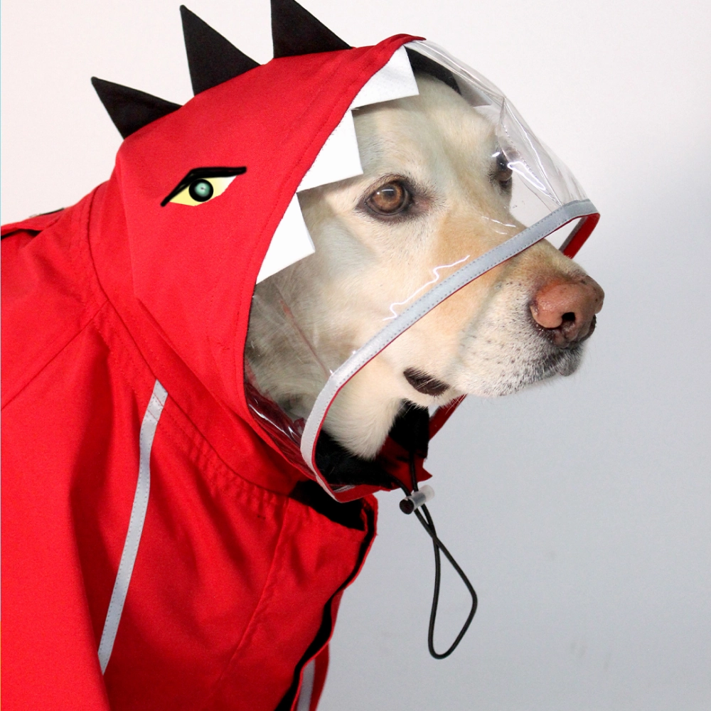 Dogobow Dino Body Suit Raincoat for Dogs and Cats (Red)
