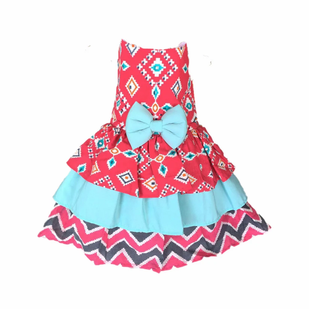 Dogobow Layered Dress For Dogs (Pink) (Get a Bow Free)