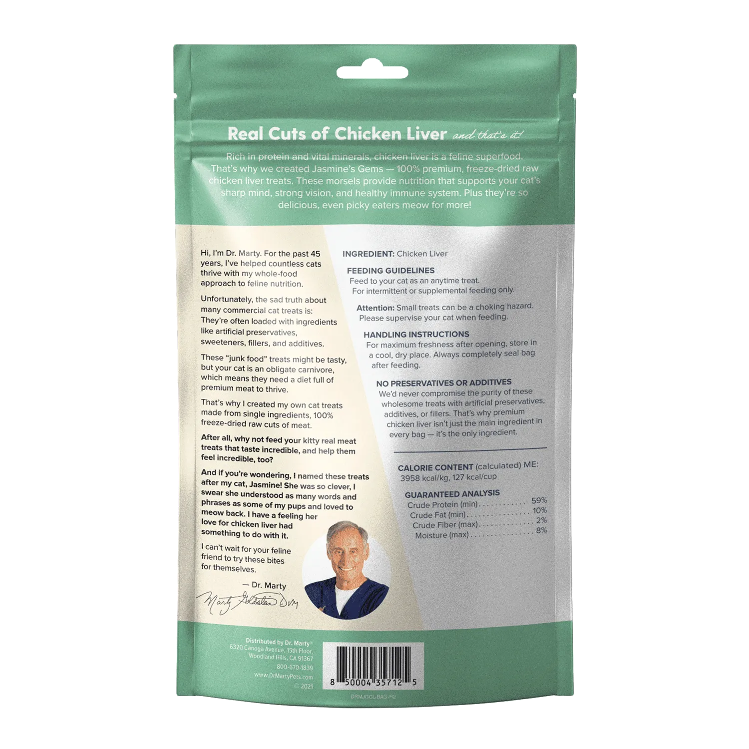 DR. MARTY Jasmines Gems Freeze-Dried Raw Chicken Liver Cat Treats