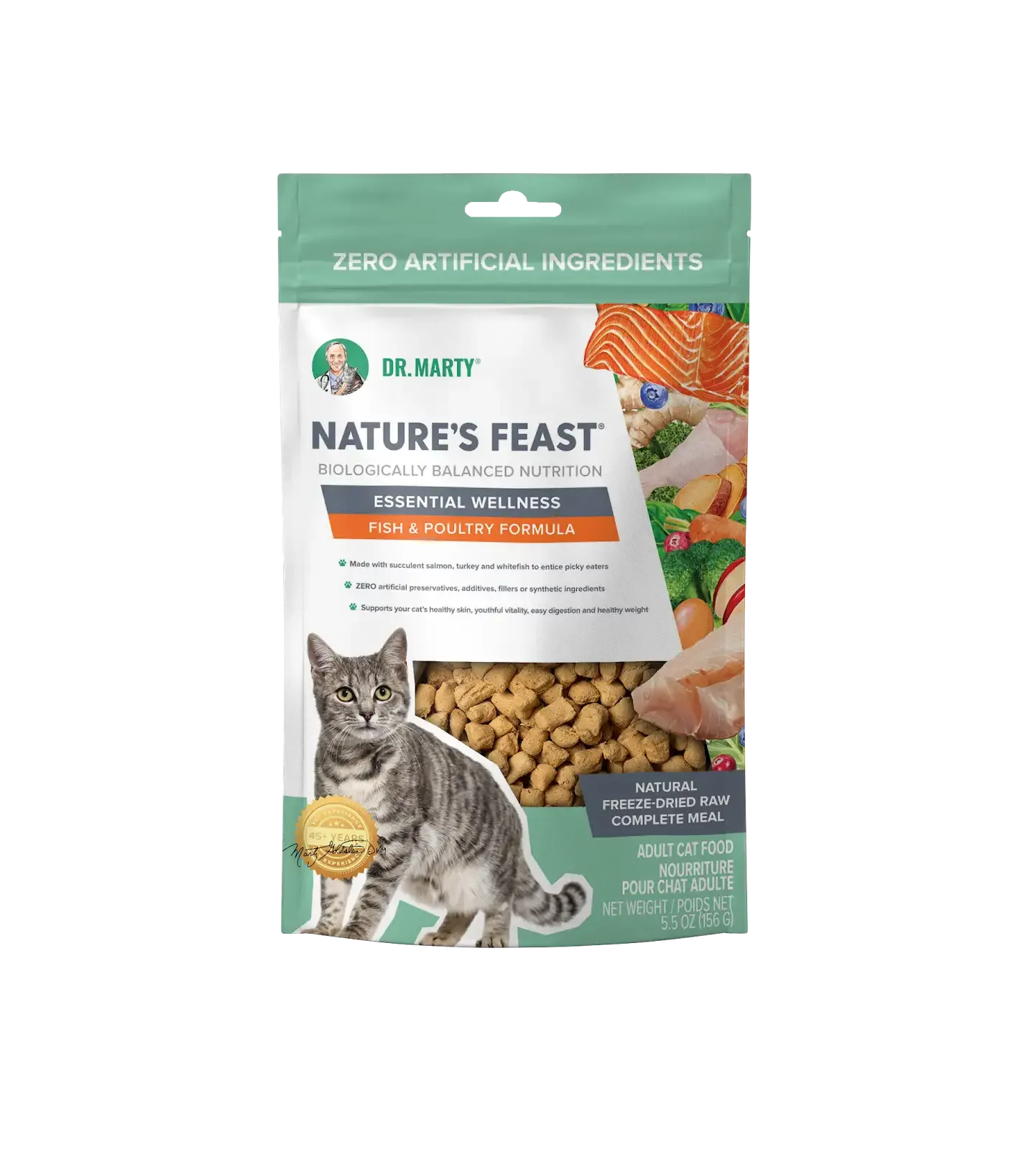 DR. MARTY Natures Feast Essential Wellness Fish & Poultry Freeze Dried Raw Cat Food