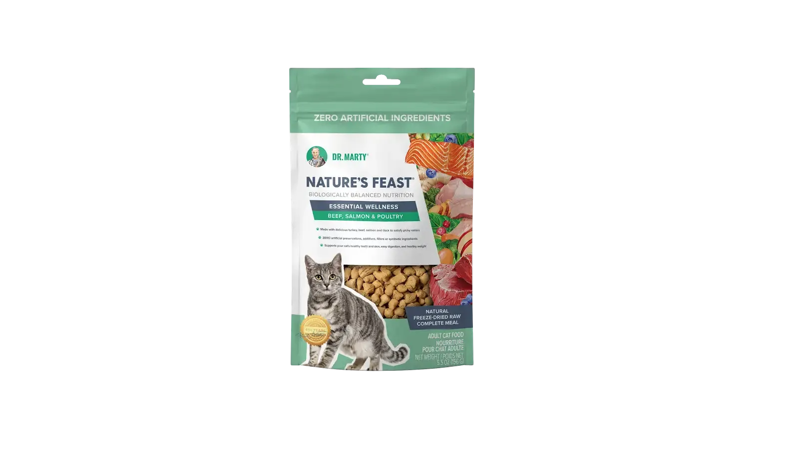 DR. MARTY Natures Feast Essential Wellness Poultry, Beef & Salmon Freeze Dried Raw Cat Food