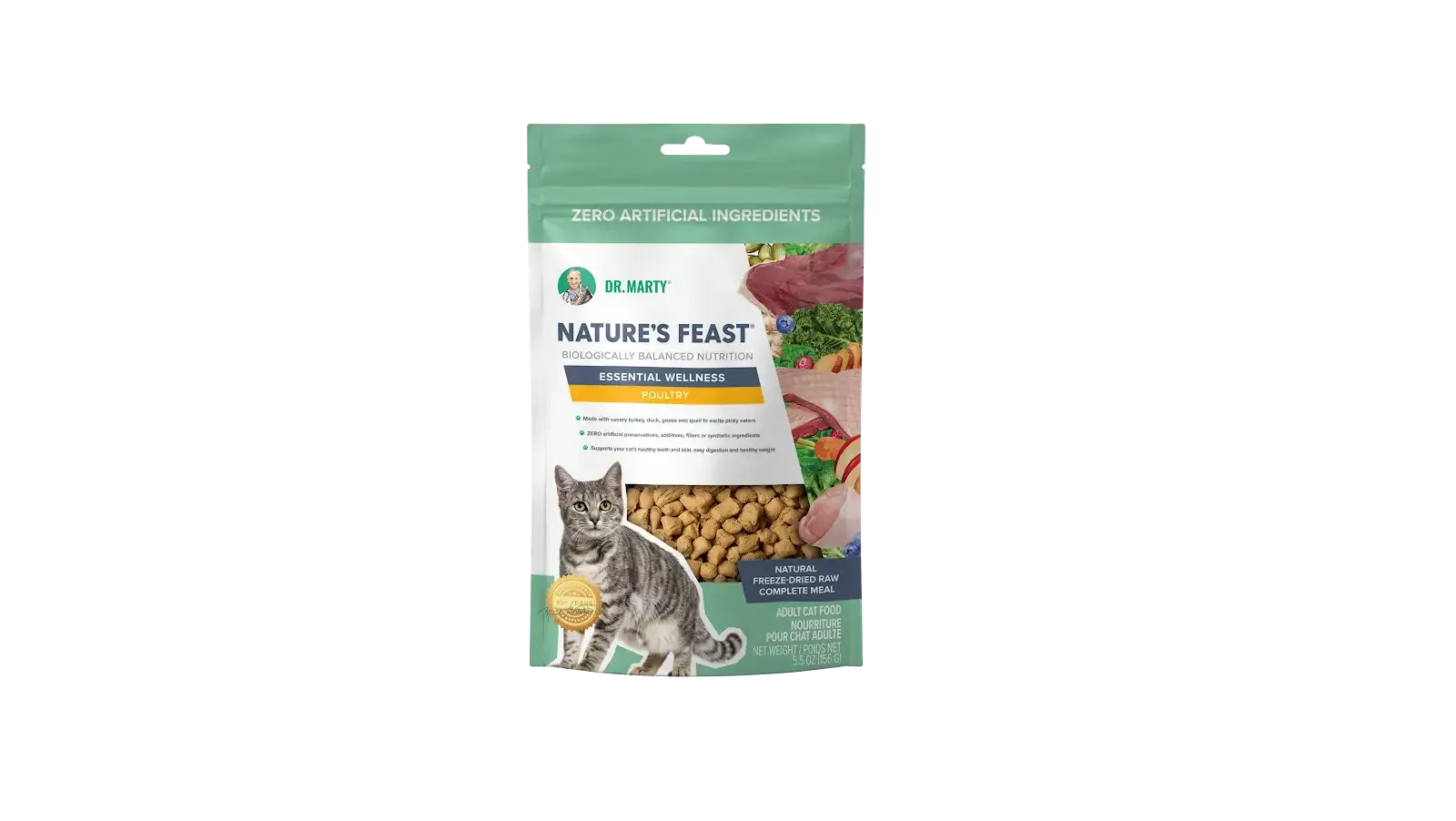 DR. MARTY Natures Feast Essential Wellness Poultry Freeze Dried Raw Cat Food