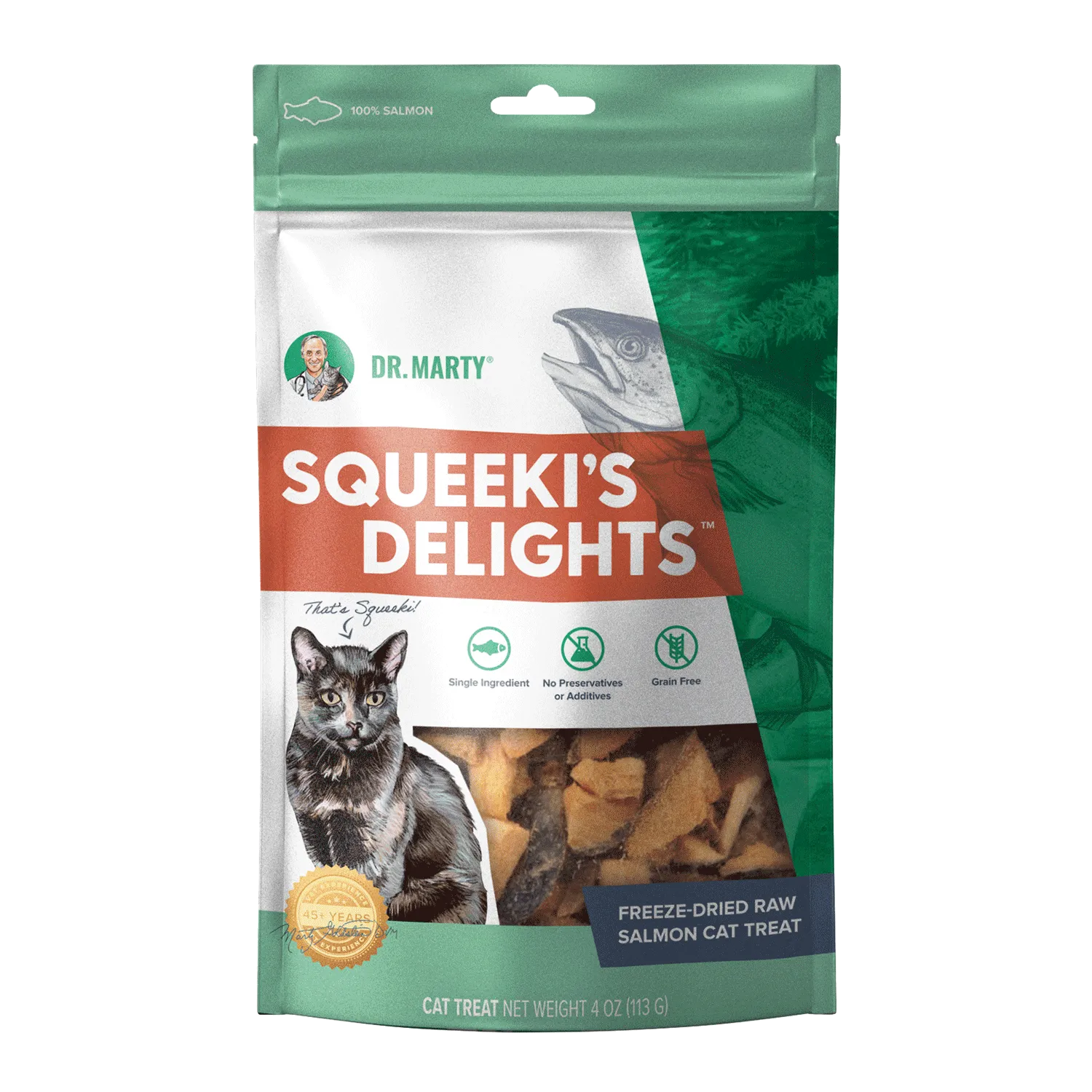 DR. MARTY Squeekis Delights Freeze-Dried Raw Salmon Cat Treats freeze dried cat treats, single ingredient cat treats