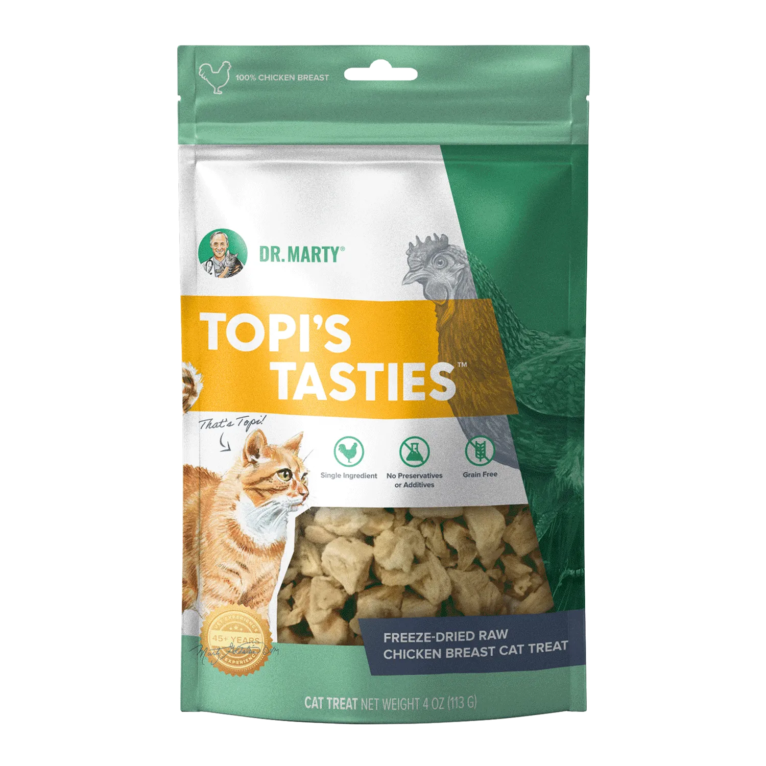 DR. MARTY Topis Tasties Freeze-Dried Raw Chicken Breast Cat Treats freeze dried cat treats, single ingredient cat treats