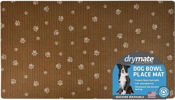Drymate Brown Stripes with Tan Paws Feeding Placemat for Pets cat essentials, basic cat supplies