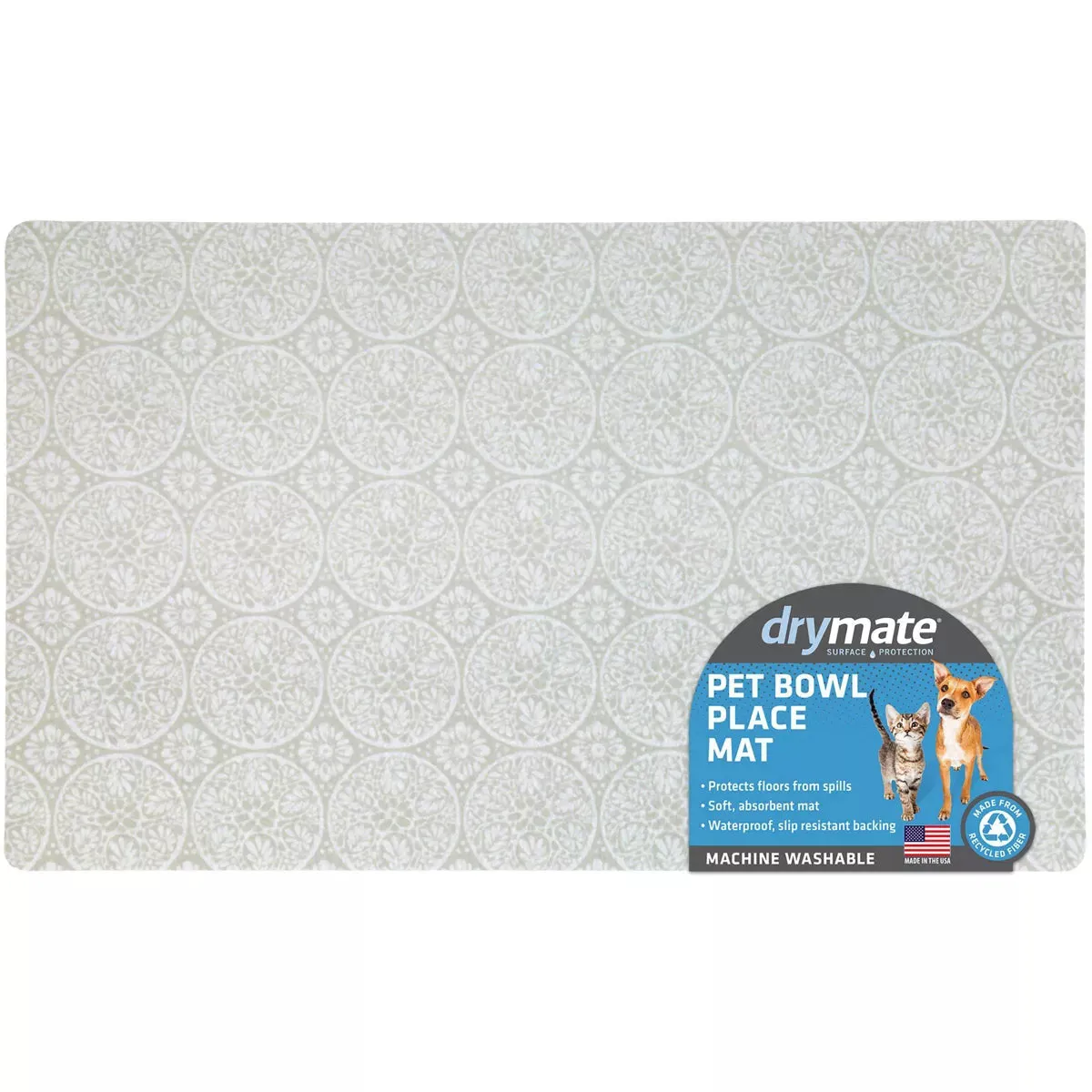 Drymate Tan Global Feeding Placemat for Pets cat bowl, elevated cat feeder
