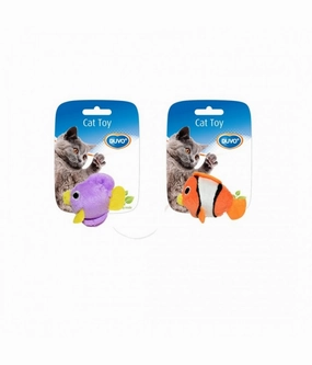 Duvo Assortment Fish Orange/Blue 2pc - 7.5x 9 X 3.5cm cat toy set,cat teaser