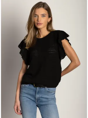 DYLAN CHLOE CROCHET BLOUSE - BLACK