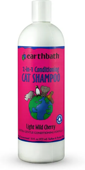 Earthbath 2-in-1 Light Wild Cherry Conditioning Cat Shampoo cat grooming brush, cat shampoo
