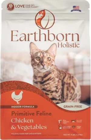 Earthborn Holistic Primitive Feline Grain Free Chicken & Vegetables Natural Cat Food indoor dry cat food, healthy cat kibble