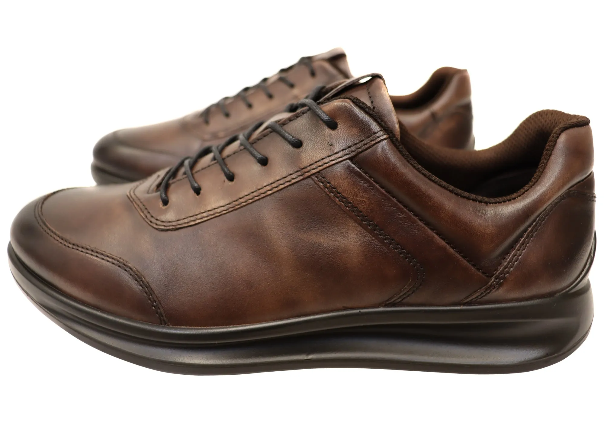 ECCO Mens Comfortable Leather Aquet Sneakers Shoes ecco Shoes