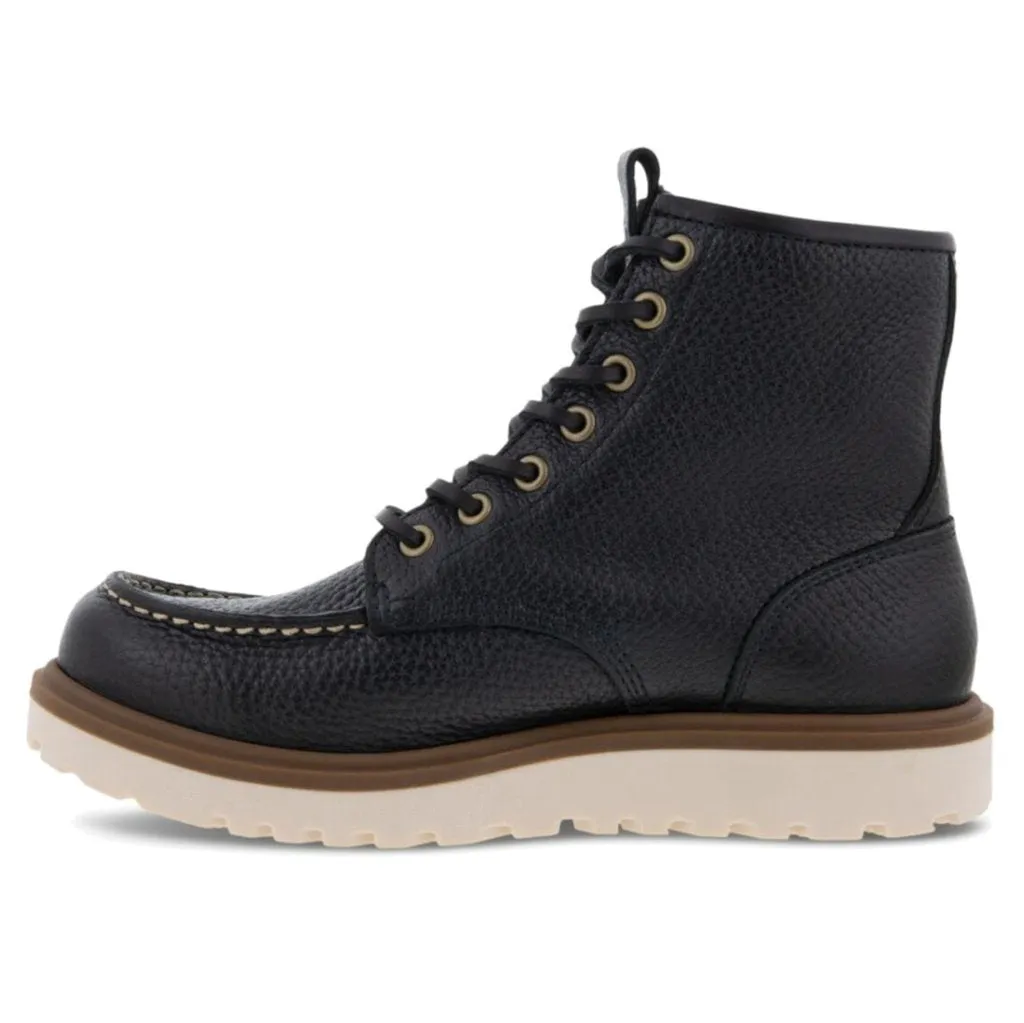 Ecco Staker Leather Women's Ankle Moc Toe Boots ecco Shoes
