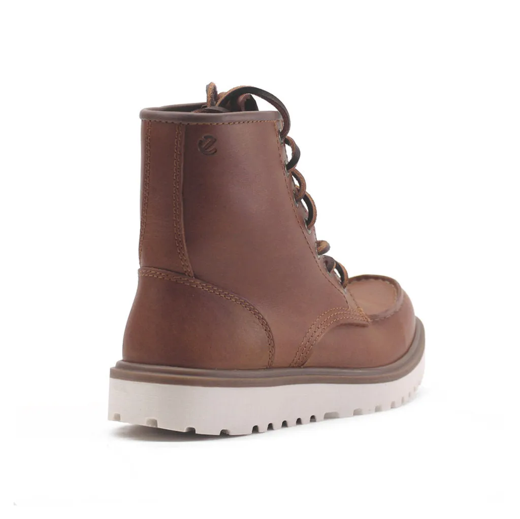 Ecco Staker Leather Women's Ankle Moc Toe Boots ecco Shoes