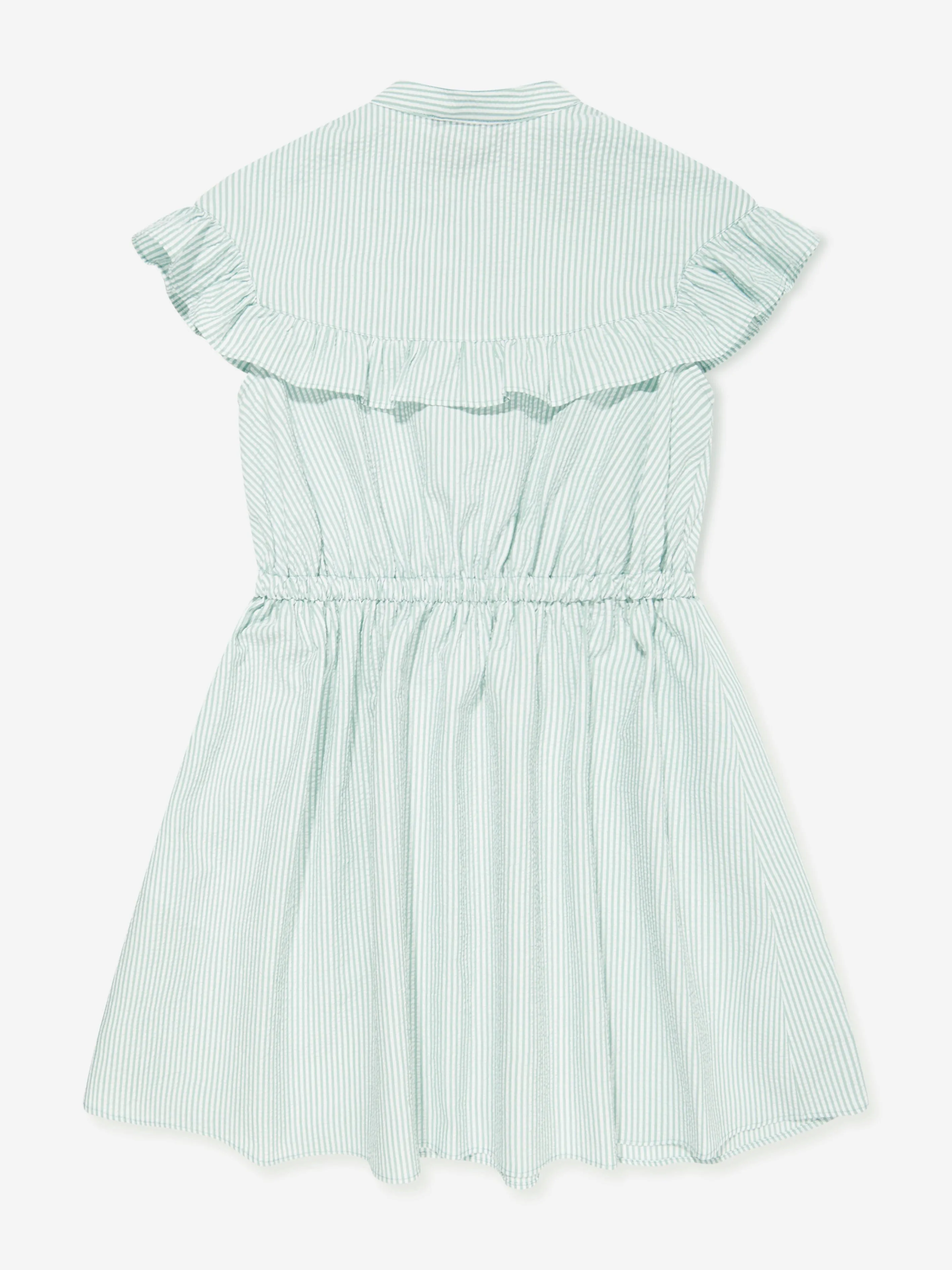 Emporio Armani Girls Striped Frill Dress in Green