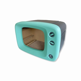 Envy Cat Bed Scratcher Retro TV Green cat collar set,pet leash set