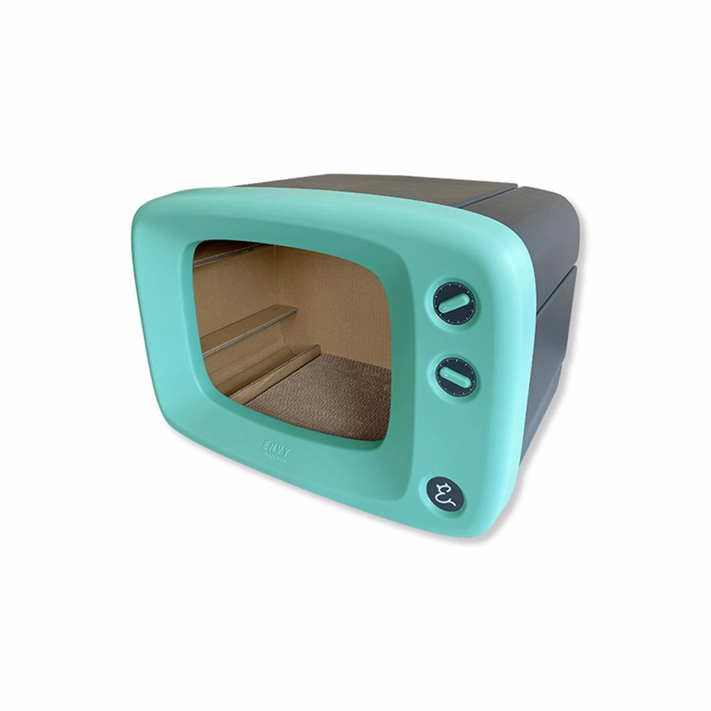 Envy Cat Bed Scratcher Retro TV Green cat collar set,pet leash set