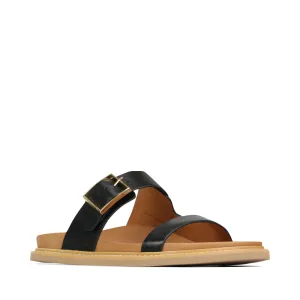 EOS Women's Dedra Leather Slide Sandal in Black