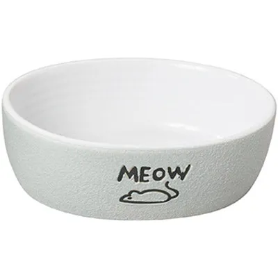 Ethical Pet Nantucket Meow Cat Dish Gray cat bowl, elevated cat feeder
