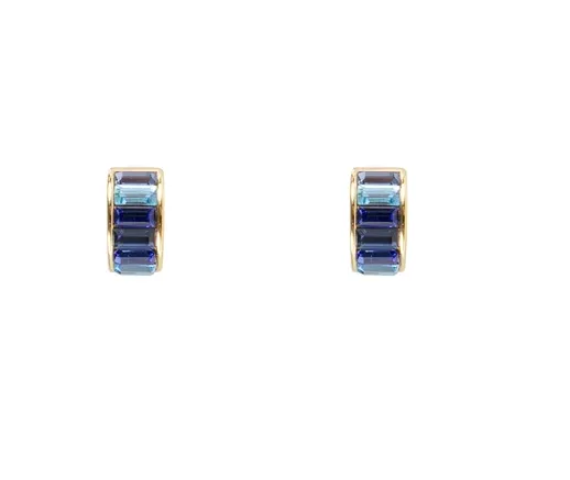 Fairley Blue Ombre Crystal Huggies Gold Shoes_Fairley
