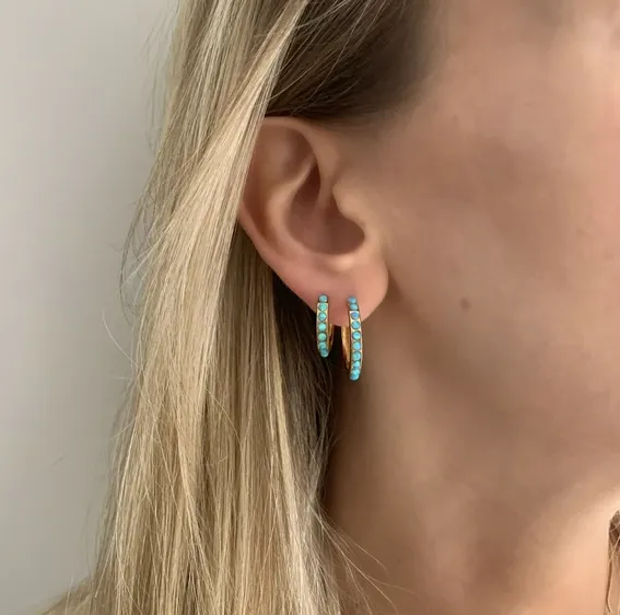 Fairley Blue Opal Crystal Midi Hoops Shoes_Fairley