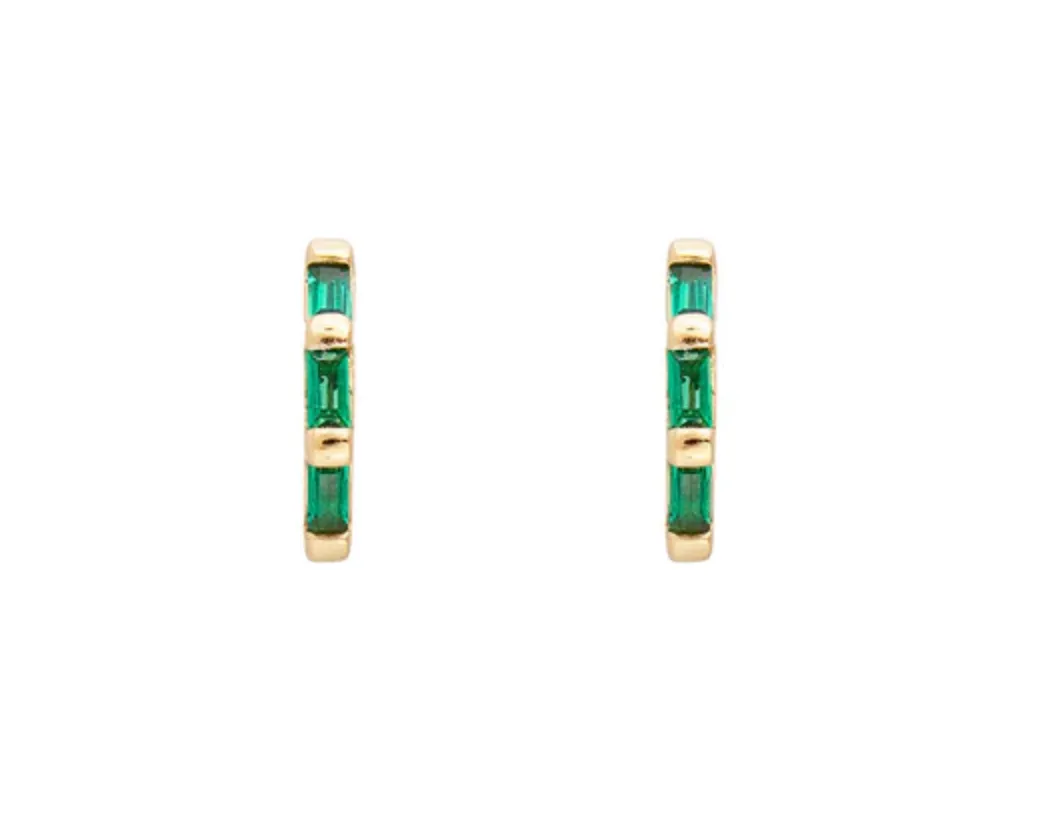 Fairley Emerald Crystal Baguette Huggies Shoes_Fairley