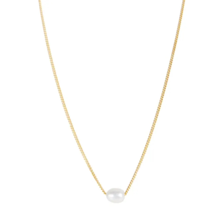 Fairley Mini Pearl Teardrop Necklace Gold Shoes_Fairley