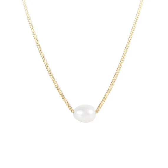 Fairley Mini Pearl Teardrop Necklace Gold Shoes_Fairley
