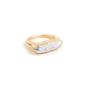 Fairley Pearl Bar Ring Gold Shoes_Fairley