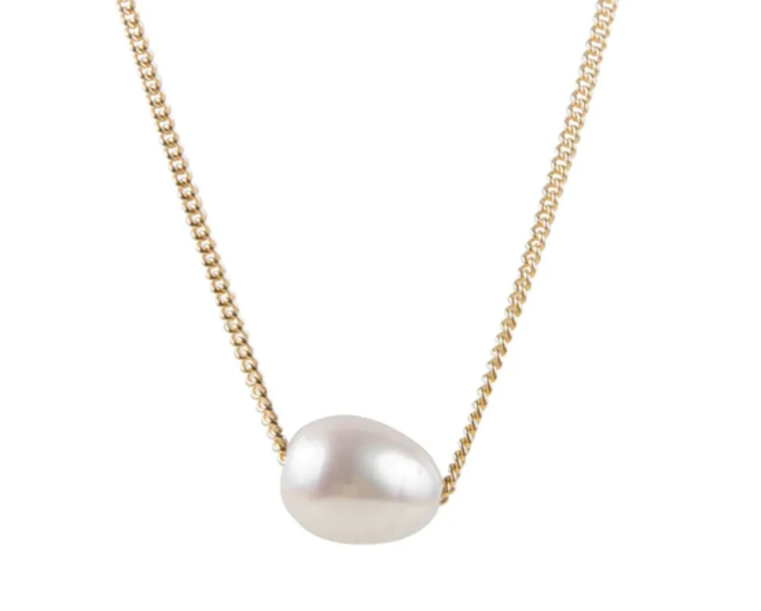 Fairley Pearl Teardrop Necklace Gold Shoes_Fairley