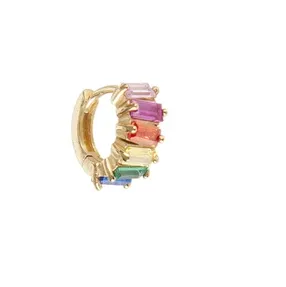 Fairley Rainbow Baguette Cluster Huggies Gold Shoes_Fairley