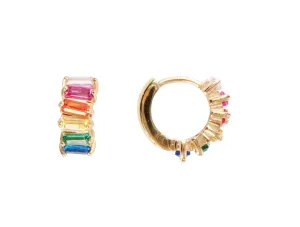 Fairley Rainbow Baguette Cluster Huggies Gold Shoes_Fairley
