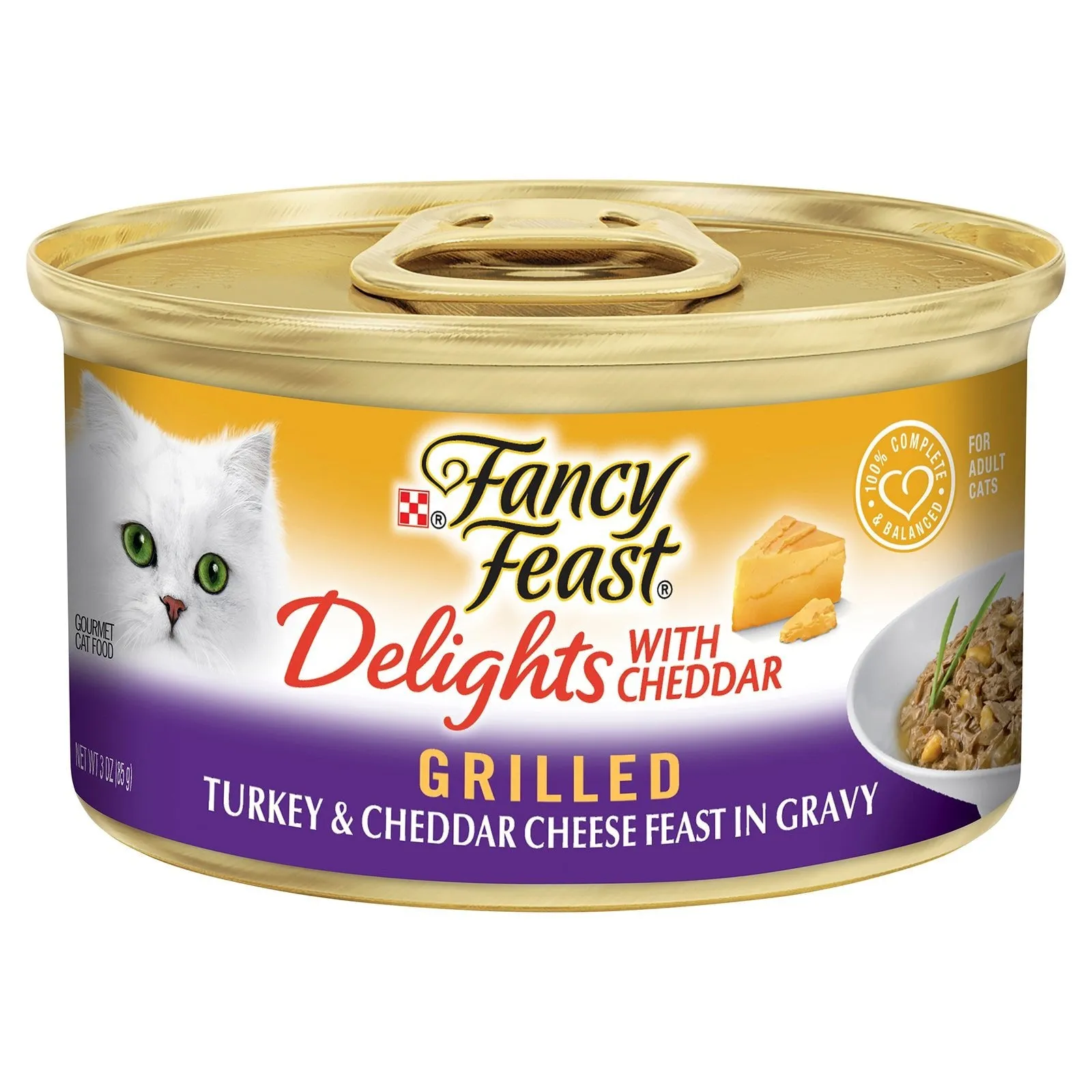 Fancy Feast Cat Food Can Adult Delights with Cheddar Turkey
