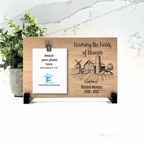 Farmer Memorial Gift - Wood Memorial Frame - "Farming the Fields of Heaven" show poultry,grooming poultry