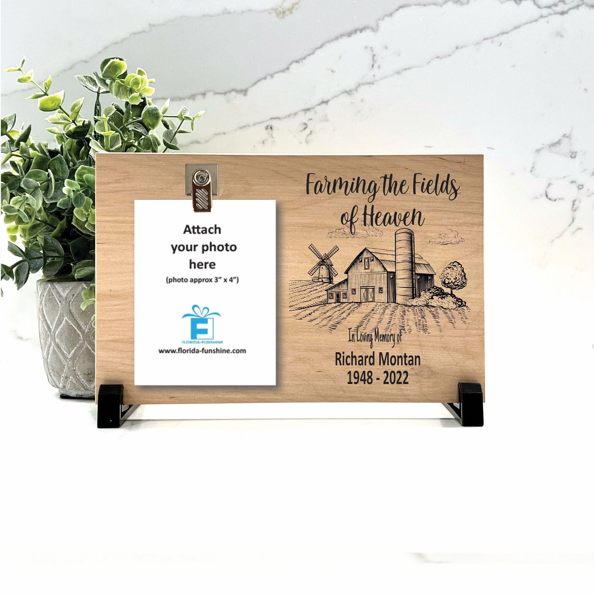 Farmer Memorial Gift - Wood Memorial Frame - "Farming the Fields of Heaven" show poultry,grooming poultry