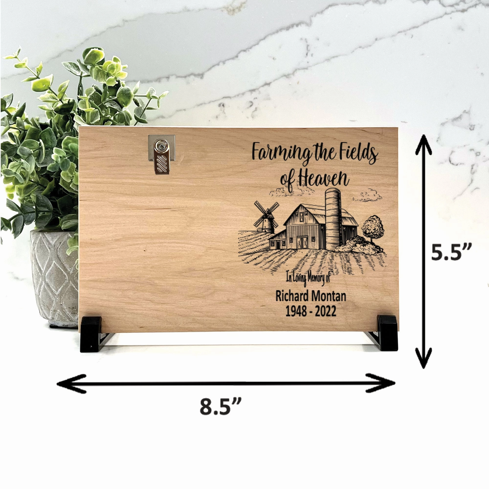Farmer Memorial Gift - Wood Memorial Frame - "Farming the Fields of Heaven"