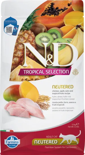 FARMINA N&D Cat Tropical Selection Chicken Neutered dry cat food, cat kibble