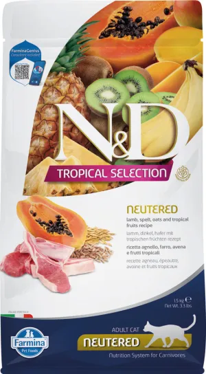FARMINA N&D Cat Tropical Selection Lamb Neutered dry cat food, cat kibble