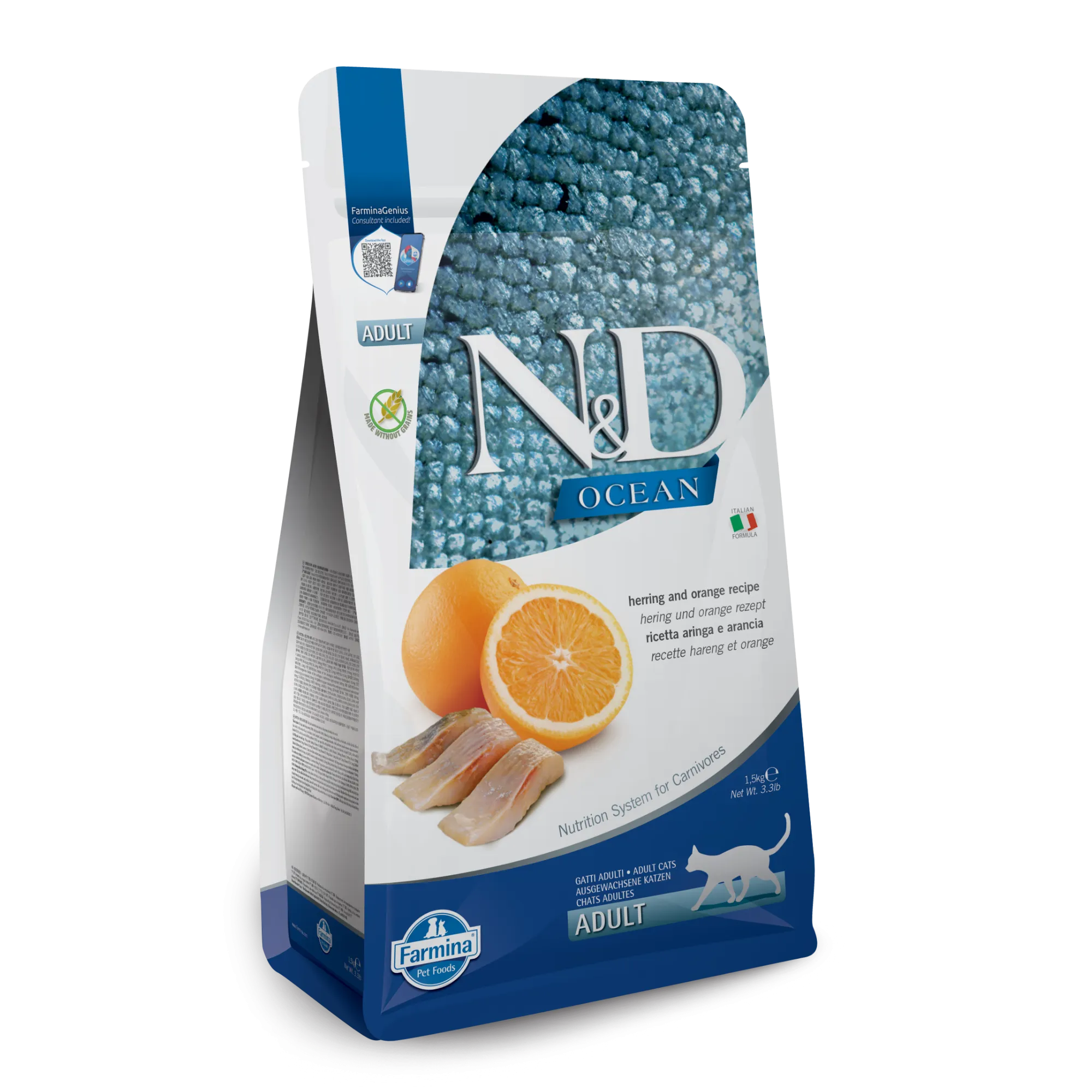 Farmina N&D Ocean Grain Free Herring & Orange Adult Dry Cat Food healthy cat food, premium dry cat food