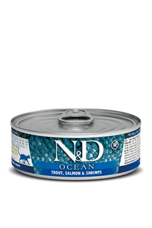 Farmina N&D Ocean Grain Free Trout, Salmon & Shrimp Canned Cat Food healthy cat food, premium dry cat food