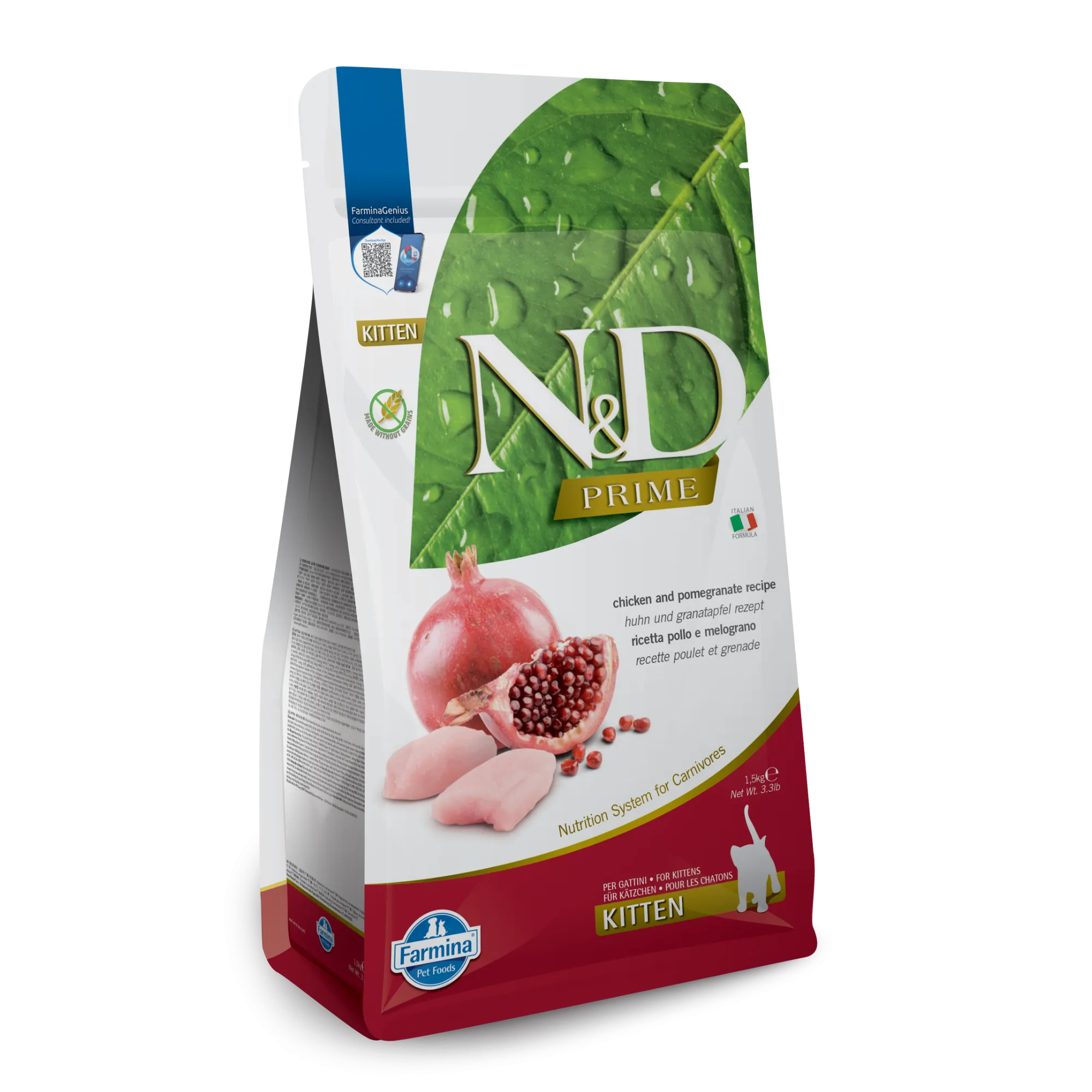 Farmina N&D Prime Grain Free Chicken & Pomegranate Kitten Dry Cat Food healthy cat food, premium dry cat food