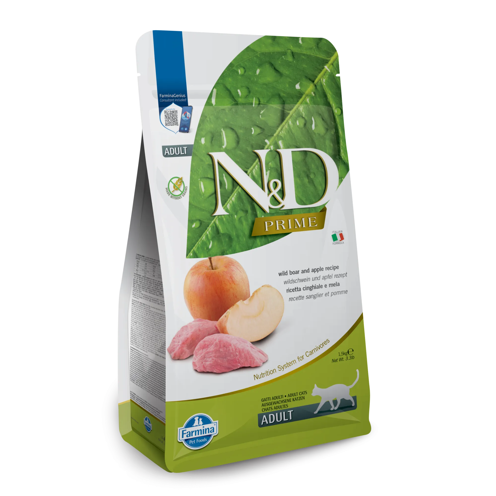 Farmina N&D Prime Grain Free Wild Boar & Apple Adult Dry Cat Food healthy cat food, premium dry cat food
