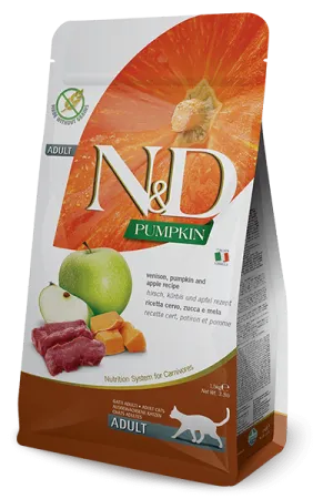 Farmina N&D Pumpkin Grain Free Venison & Apple Adult Dry Cat Food indoor dry cat food, healthy cat kibble