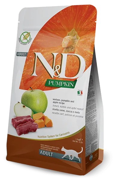 Farmina N&D Pumpkin Grain Free Venison & Apple Adult Dry Cat Food grain free cat food, no grain dry cat food